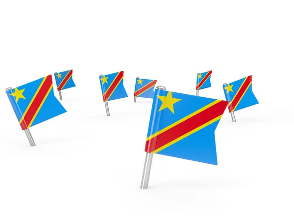काँगो लोकशाही प्रजासत्ताक ध्वज स्क्वेअर पिन — स्टॉक फोटो, इमेज