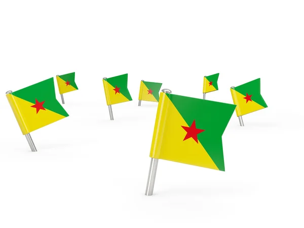 Quadratische Stecknadeln mit Flagge der französischen Guiana — Stockfoto