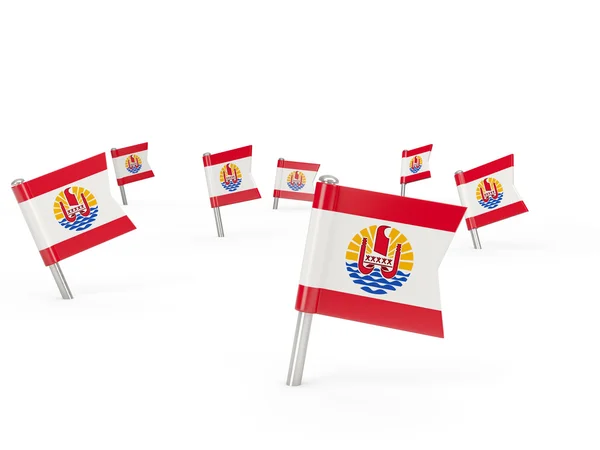 Kwadratowy kołki z flaga Polinezji Francuskiej — Zdjęcie stockowe