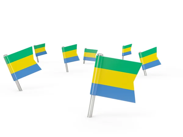 Gabon Cumhuriyeti bayrağı ile kare pimleri — Stok fotoğraf