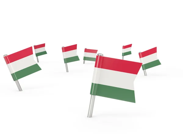 Square pins with flag of hungary — Stock Photo, Image