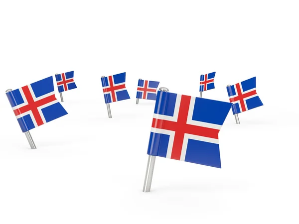 Square pins with flag of iceland — Stock Photo, Image