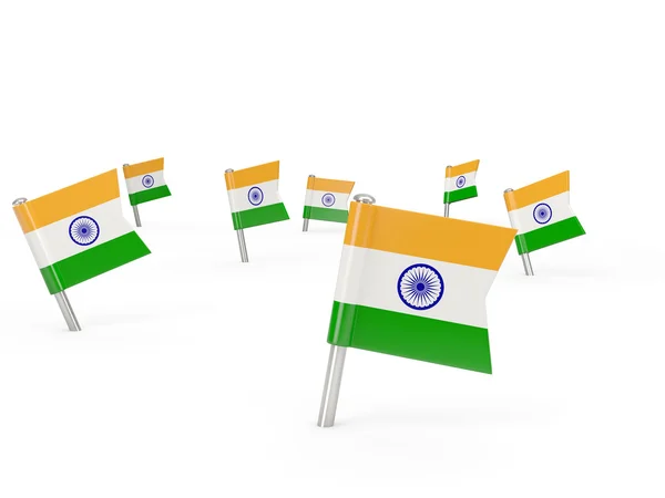 Fyrkantig pins med flagga i Indien — Stockfoto