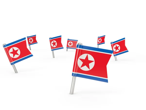 Vierkante pinnen met vlag van korea noorden — Stockfoto