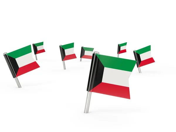 Pinos quadrados com bandeira do kuwait — Fotografia de Stock