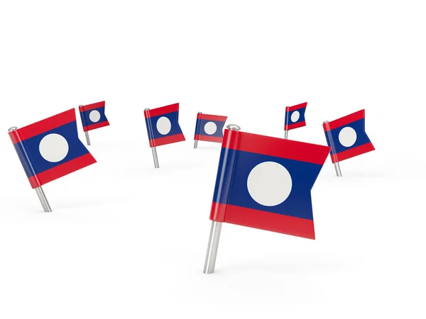 Epingles carrées avec drapeau de laos — Photo