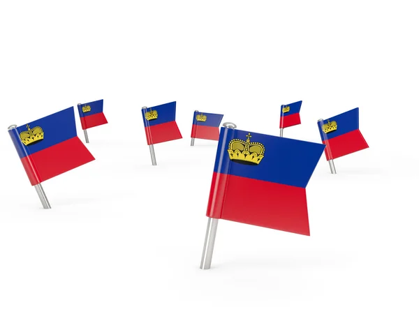 Alfileres cuadrados con bandera de liechtenstein —  Fotos de Stock