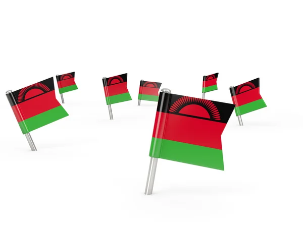 Épingles carrées avec drapeau de malawi — Photo