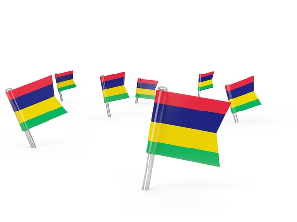 Alfileres cuadrados con bandera de mauritius —  Fotos de Stock