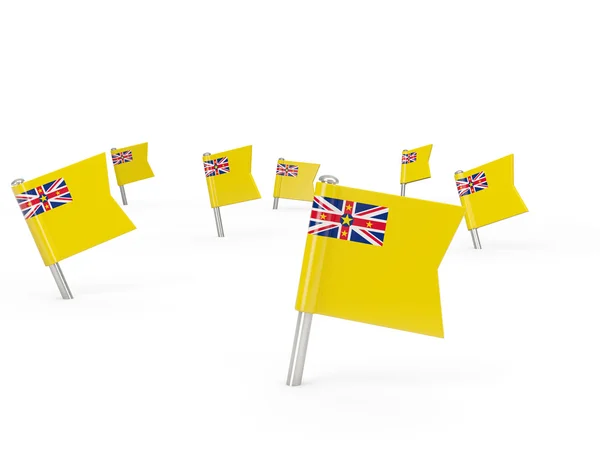 Square pins with flag of niue — Stock Photo, Image