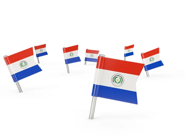 Square pins with flag of paraguay — Stock Photo, Image