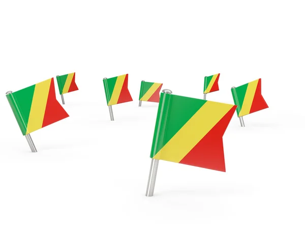 Quadratische Anstecknadeln mit der Flagge der Republik Kongo — Stockfoto