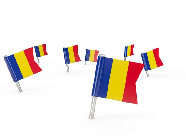 Square pins with flag of romania — Stock Photo, Image