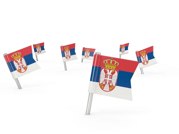 Fyrkantig pins med flagga i Serbien — Stockfoto