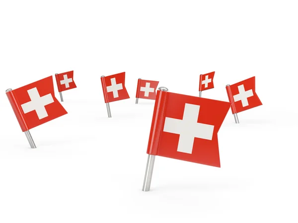 Fyrkantig pins med Schweiz flagga — Stockfoto