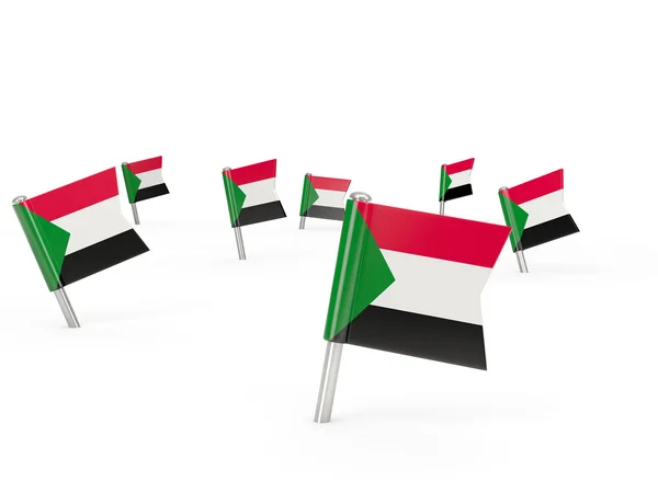 Alfileres cuadrados con bandera de sudan — Foto de Stock