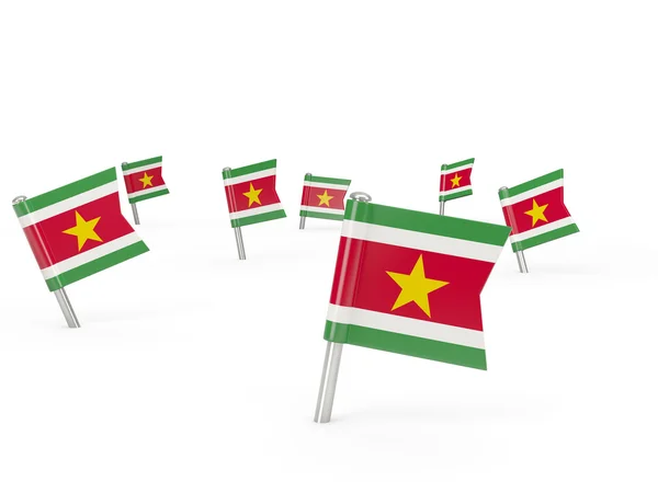 Square pins with flag of suriname — Stock Photo, Image