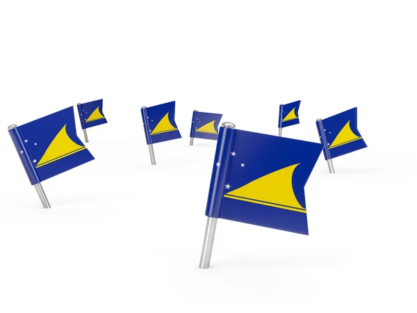 Vierkante pinnen met de vlag van de Tokelau-eilanden — Stockfoto