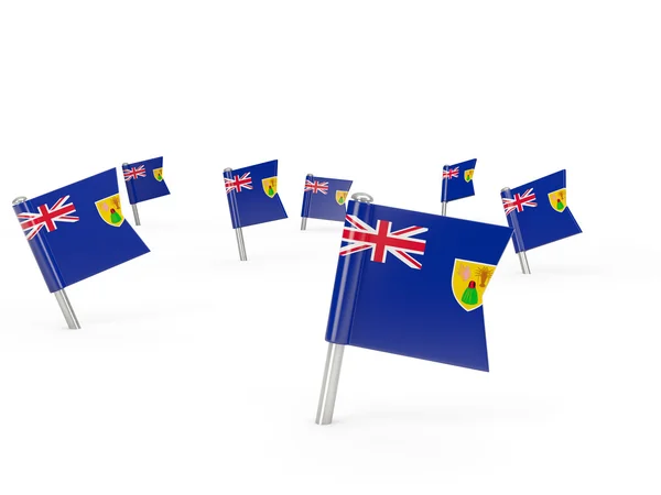 Fyrkantig pins med flagga turks och Caicosöarna — Stockfoto