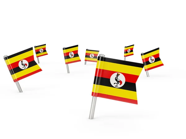 Quadratische Pins mit Flagge von Uganda — Stockfoto