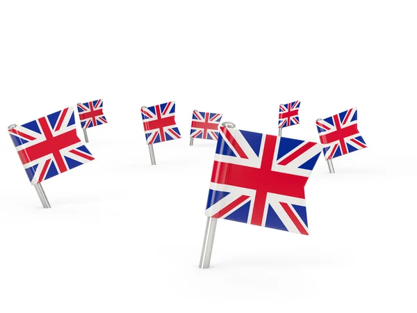 Square pins with flag of united kingdom — Stock Photo, Image