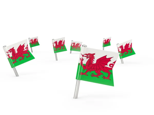 Kwadratowy kołki z Flaga Walii — Zdjęcie stockowe