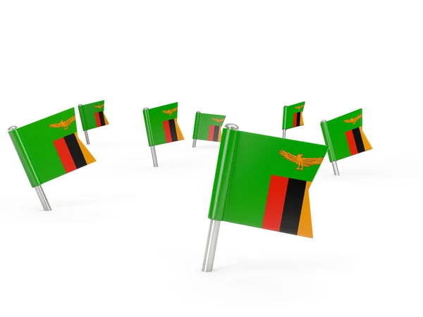 Square pins with flag of zambia — Stock Photo, Image