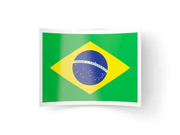 Ícone curvado com bandeira do brasil — Fotografia de Stock