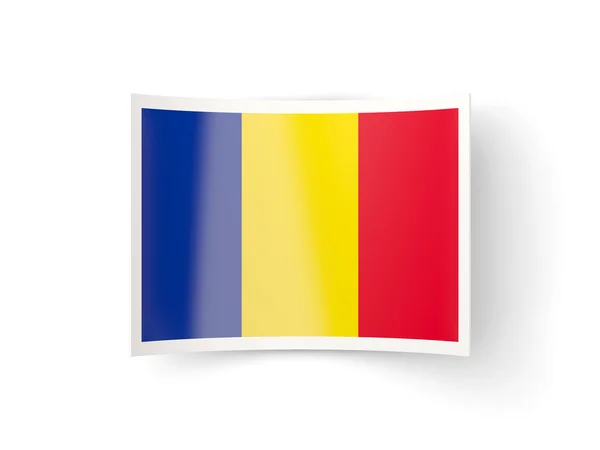 Bent icon with flag of romania — Stock Photo, Image