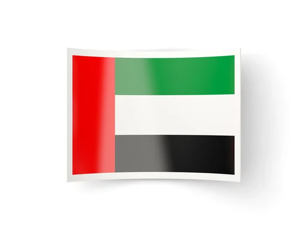 아랍에미리트의 국기와 함께 구부러진된 아이콘 — 스톡 사진