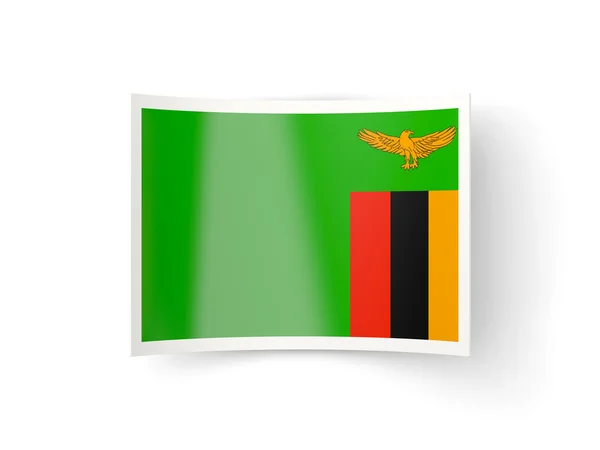 Icône courbée avec drapeau de zambia — Photo