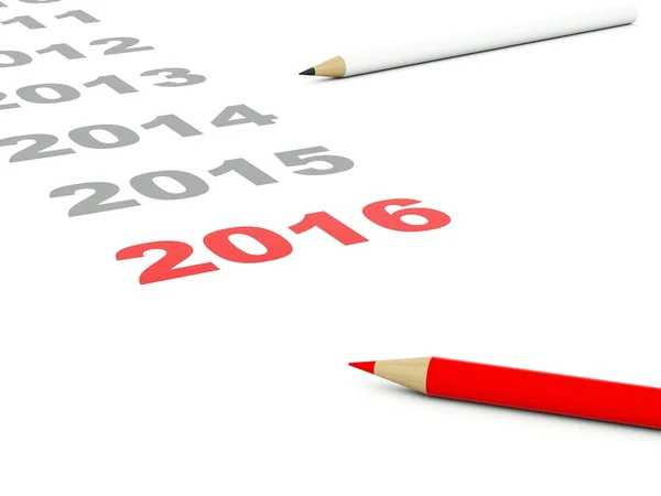 2016 yeni yıl işareti kalem ile — Stok fotoğraf