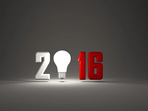 Señal de Año Nuevo 2016 con bombilla — Foto de Stock