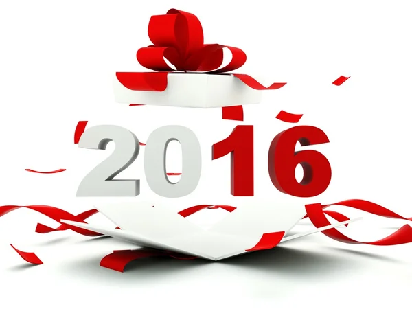 2016 New Year sign inside the present — Stock Photo, Image