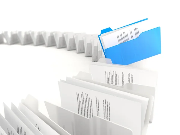 Blue folder in a row — Stock Photo, Image