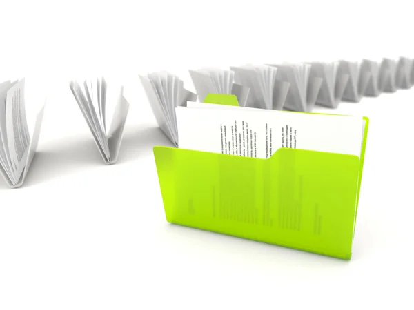 Green folder in a row — Stock Photo, Image