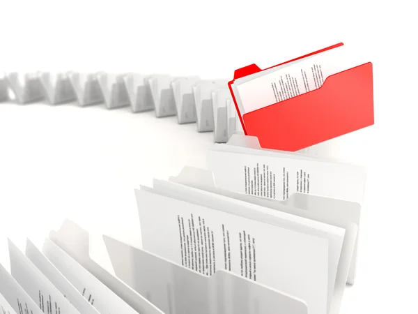 Czerwony folderu z rzędu — Zdjęcie stockowe