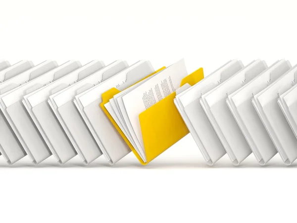 Yellow folder in a row — Stock Photo, Image