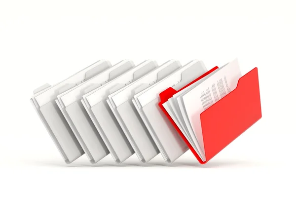 Czerwony foldery z rzędu — Zdjęcie stockowe