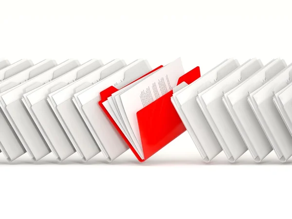 Czerwony folderu z rzędu — Zdjęcie stockowe