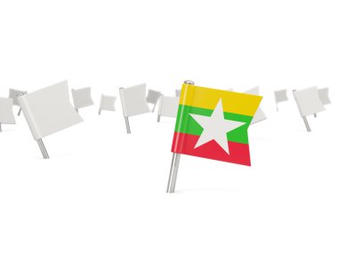 Kare iğne ile myanmar bayrağı
