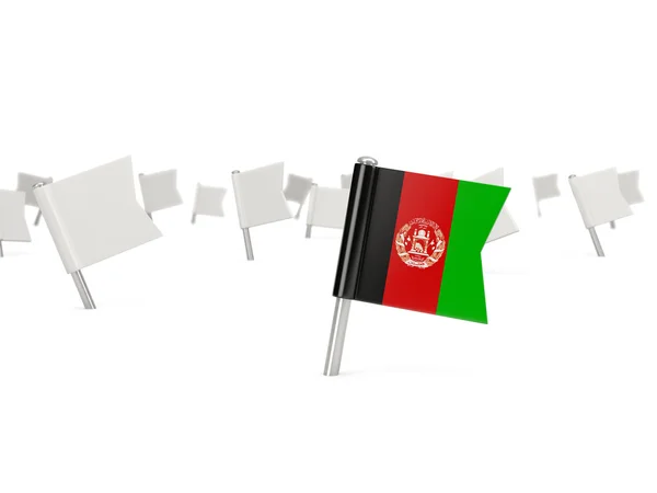 Fyrkantiga stift med flagga i afghanistan — Stockfoto