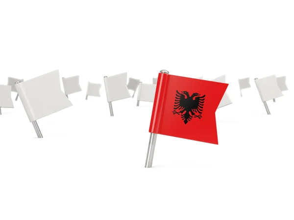 Square pin with flag of albania — Stock Photo, Image