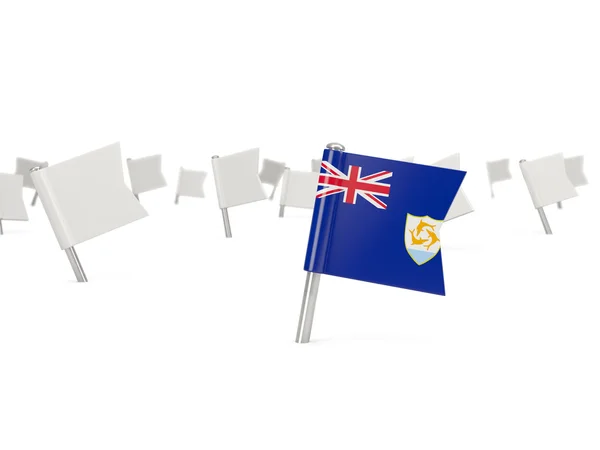 Vierkante pin met vlag van anguilla — Stockfoto