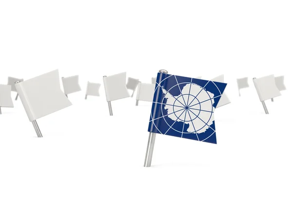 Квадратная булавка с флагом антарктики — стоковое фото