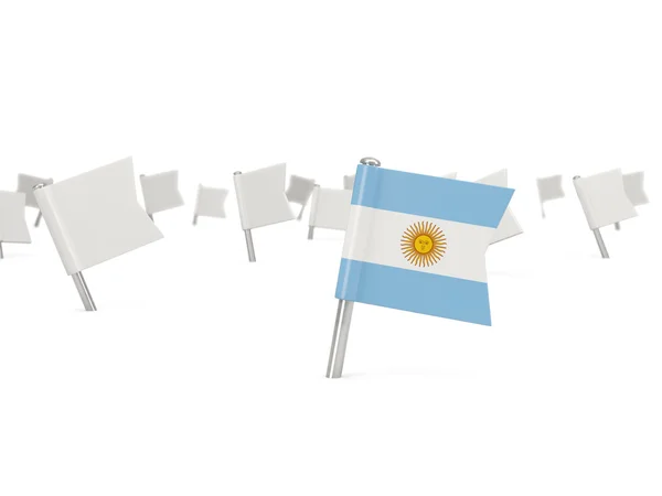 Квадратний pin з прапор Аргентини — стокове фото