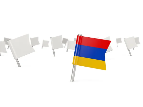 Pino quadrado com bandeira de armenia — Fotografia de Stock