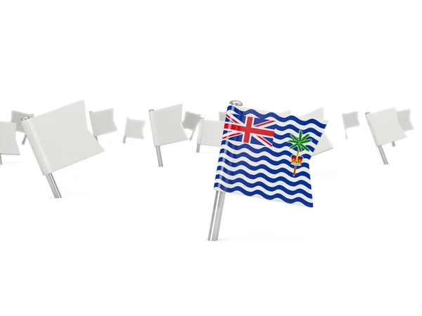 Pin cuadrado con bandera del territorio británico del océano Índico — Foto de Stock