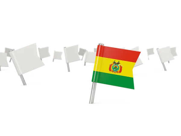 Fyrkantiga stift med flagga i bolivia — Stockfoto