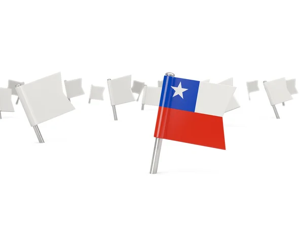 Square pin with flag of chile — Stock Photo, Image